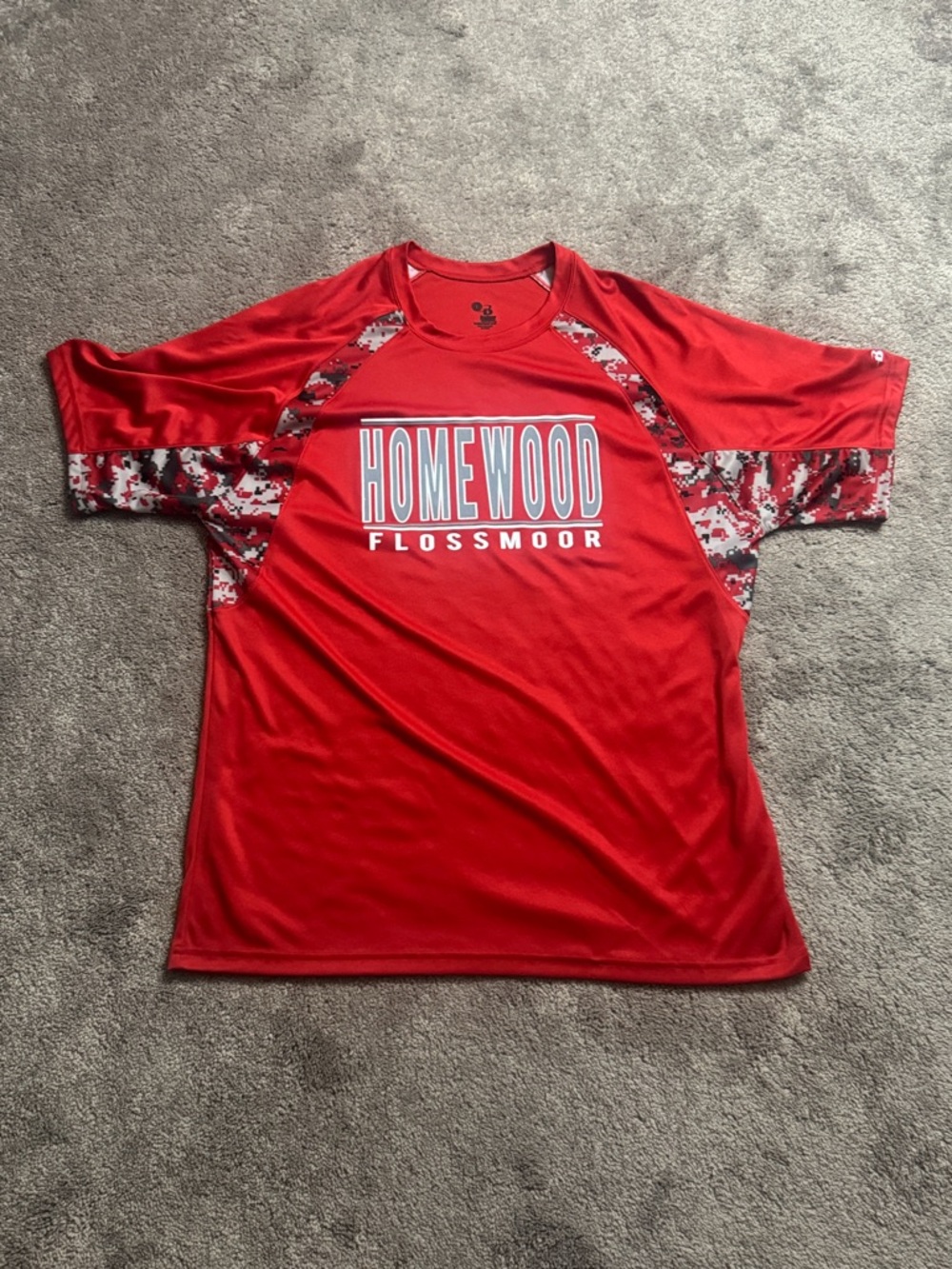 Badger Sport Homewood Flossmoor Red Athletic T Shirt Short Sleeve SIZE L